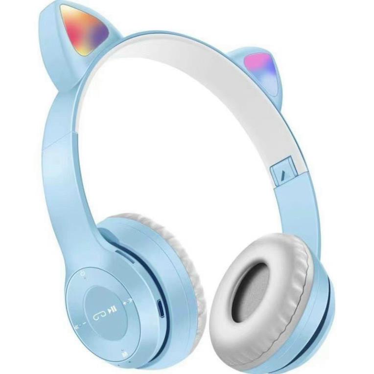 Tai Nghe Mèo Headphone Chụp Tai Bluetooth 5.0 P47M Không Dây Hình Tai Mèo Dễ Thương Giá Rẻ Siêu Cute 2021