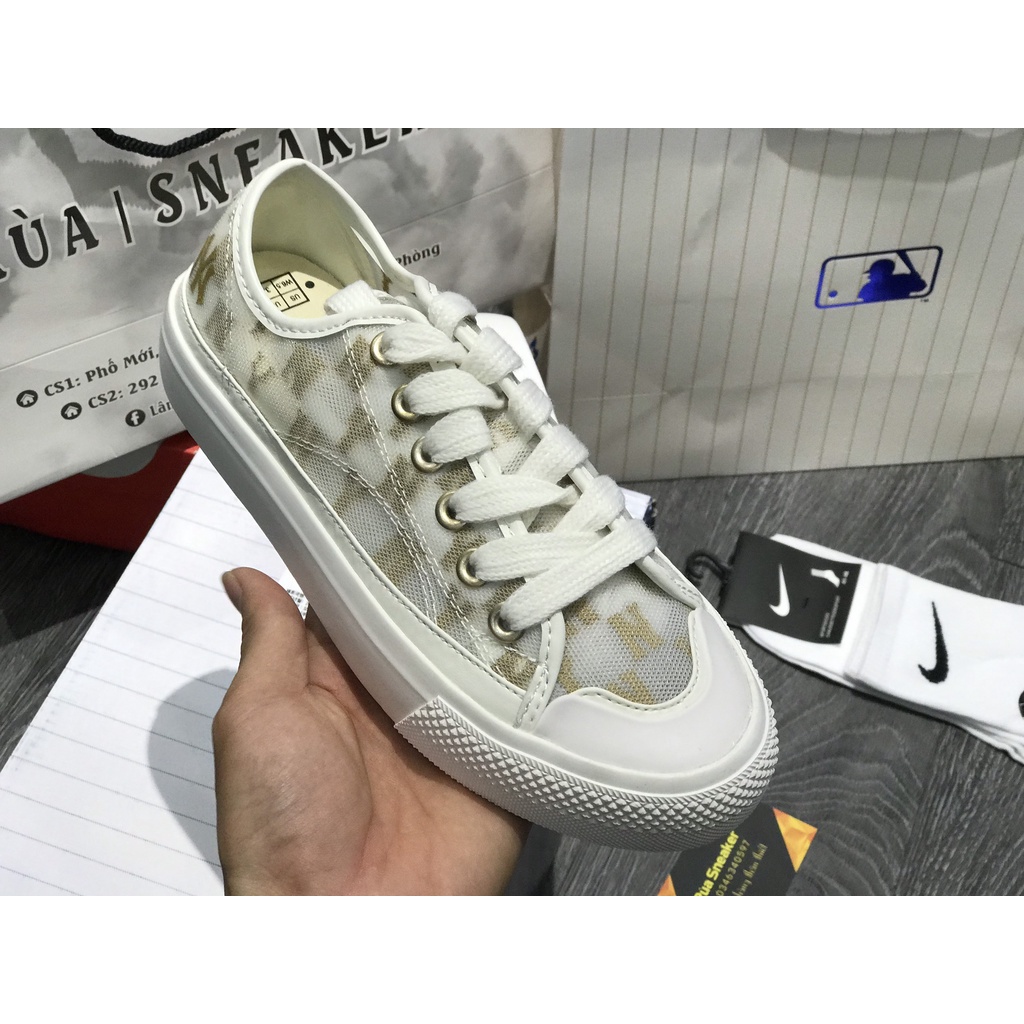 Siêu Phẩm Giày Thể Thảo Sneaker ML.B Play.ball mo.no me.sh New Yo.rk Yank.ees Trắng Vàng SIêu Xinh Cao Cấp +Tặng Tất