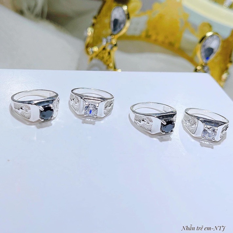 Nhẫn cho bé trai BNP đính đá,Bạc Ta