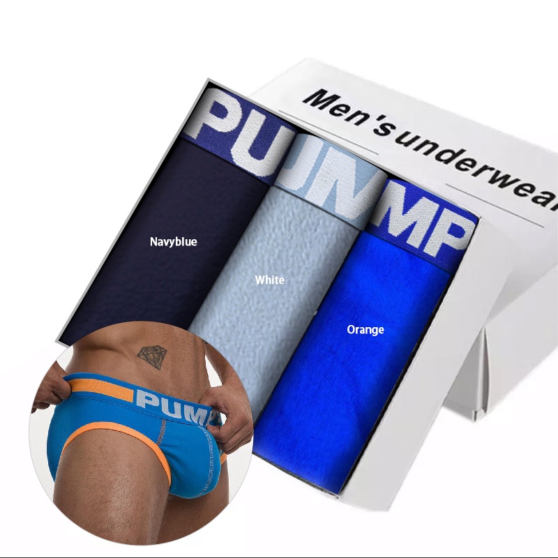 Set 3 Quần Lót Cotton Màu Trơn Phối Lưới Thoáng Khí Cho Nam Size Lớn (3)H69