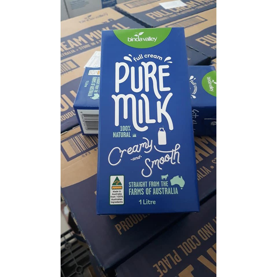 Sữa Tươi Nguyên Kem Pure Milk Binda Valley Thùng 12 hộp 1 Lít