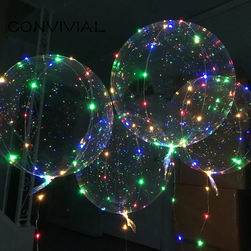 Bong bóng trong suốt gắn đèn led độc đáo trang trí tiệc cưới / valentines