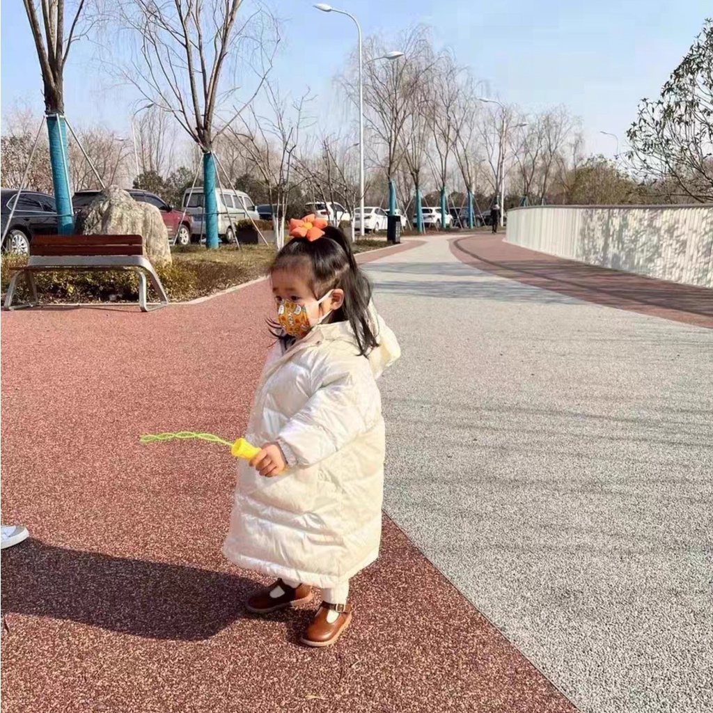 Giày tập đi cho bé gái - Giày búp bê quai dán đế cao su chống trơn trượt chất da PU siêu mềm phong cách Hàn Quốc M2239