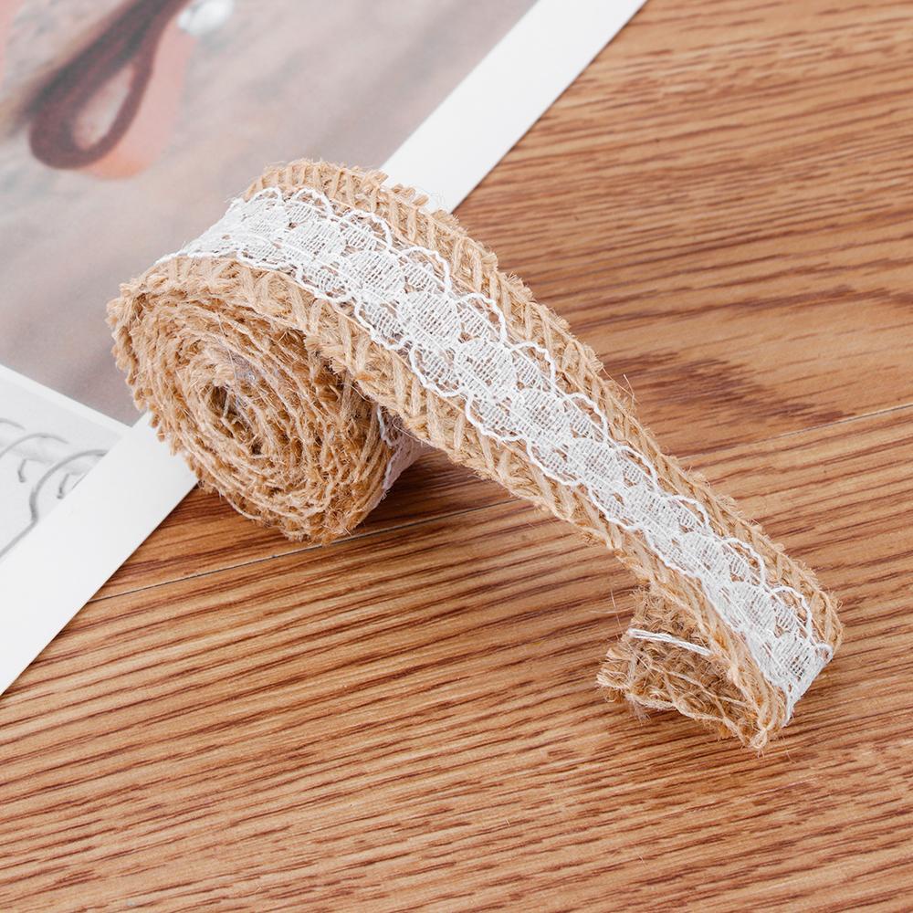 Cuộn 24 Dây Ruy Băng Bằng Vải Bố Tự Nhiên Viền Ren Phong Cách Vintage 1m Edge