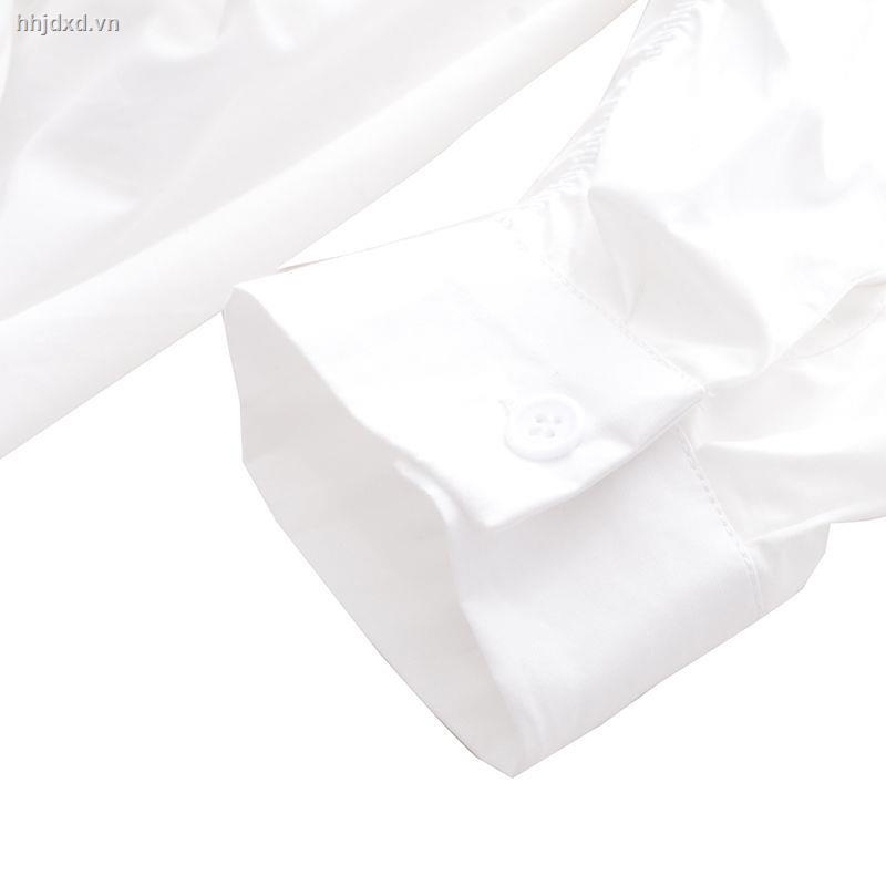 Áo sơ mi trắng thiết kế dây rút phong cách Hong Kong thời trang mùa thu mới cho nữ 2021