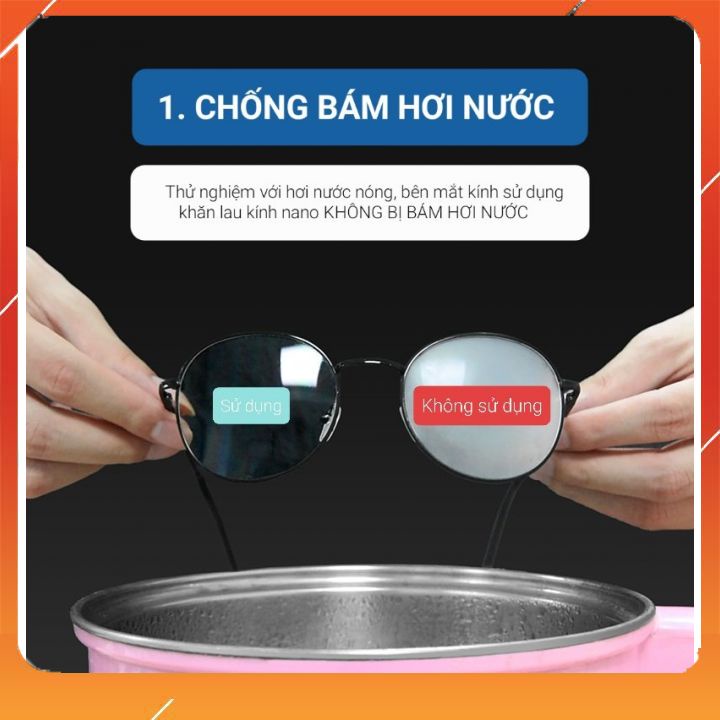 Hộp 100 miếng khăn lau kính nano chống bám hơi nước - Khăn lau chống hơi nước cho kính mắt dùng 1 lần, làm sạch hiệu qua