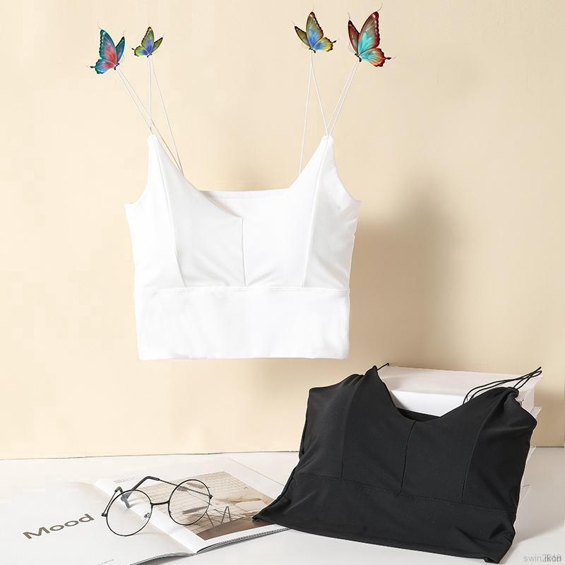 Áo hai dây cổ chữ V màu trơn phong cách Hàn Quốc quyến rũ cho nữ Bras