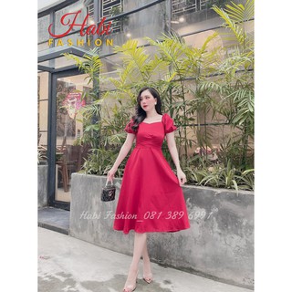 (SALE) Đầm công chúa, Váy xòe thắt nơ eo cổ vuông tay xinh công chúa phong cách Hàn Quốc nhẹ nhàng ngọt ngào