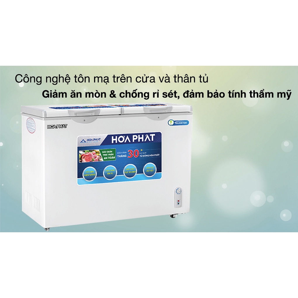 Tủ đông Hòa Phát 271 lít HCFI 656S2Đ2 INVERTER , dàn đồng 1 ngăn đông 1 ngăn mát Bảo hành chính hãng 24 tháng