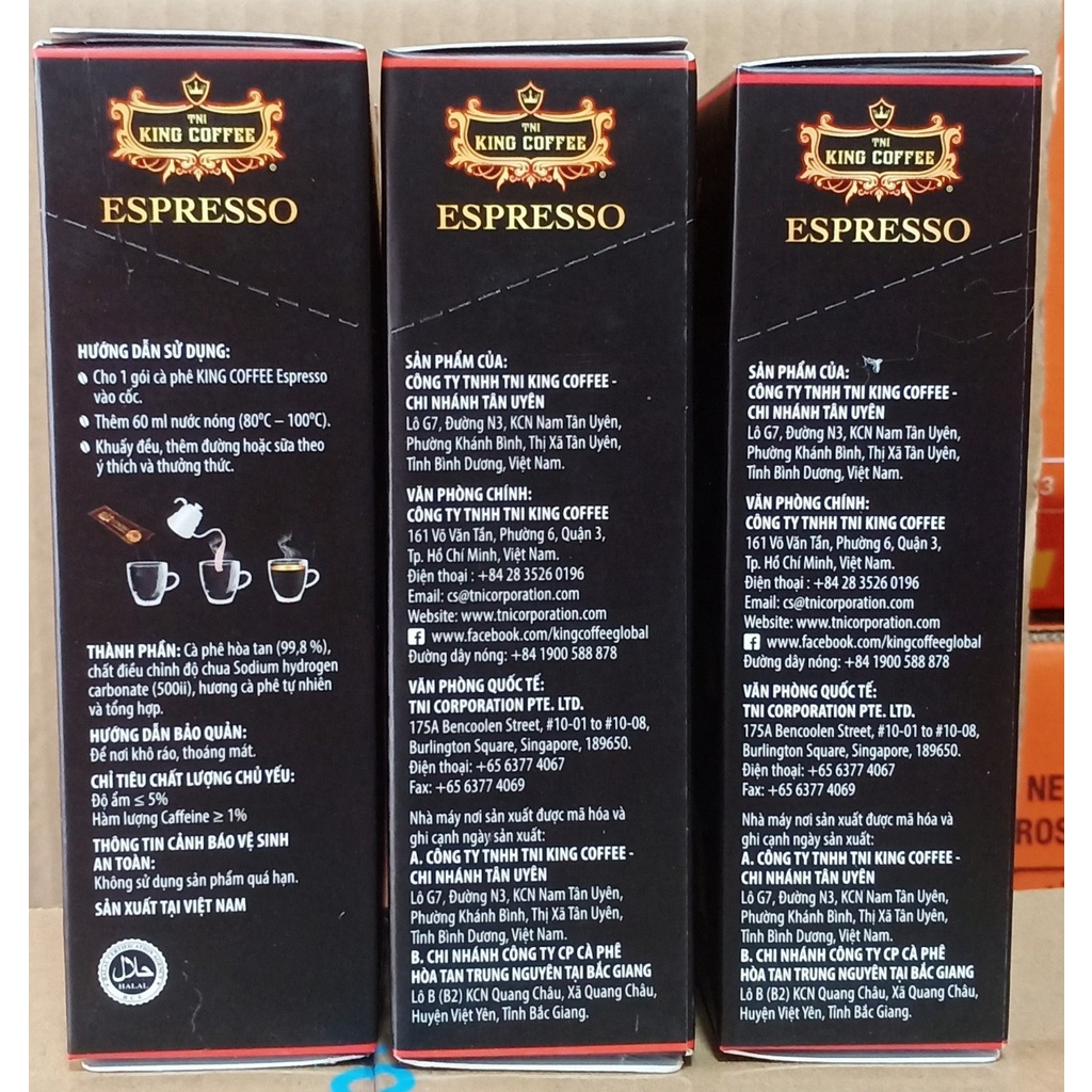 Cà Phê Đen Hòa Tan Espresso KING COFFEE - Hộp 15 gói x 2.5g - Arabica café hòa tan đậm hương vị cà phê Ý