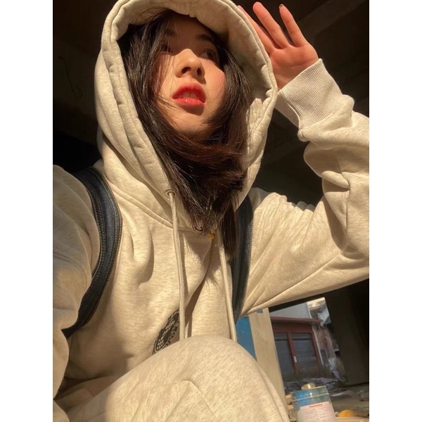 Set nỉ hoodie xám