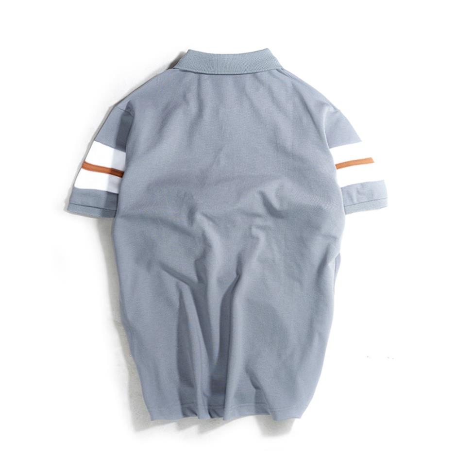 Áo thun polo nam xám có cổ đẹp MATANO - Áo phông polo nam cổ trụ bẻ, vải cá sấu cotton cao cấp, phối màu kẻ ngang 024 *