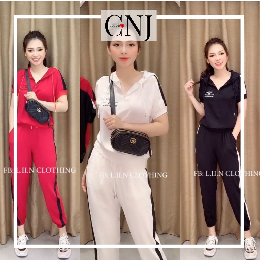 Bộ đồ đũi nữ thêu thể thao, Bộ đũi nữ mặc ở nhà NY 3 màu Đũi Chất đẹp  Đồ bộ đũi nữ chất đẹp