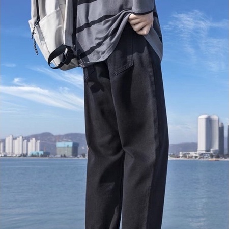 Quần Jean Baggy Đen Dhclothes  form rộng , dáng suông nam  nữ- quần bò dày dặn dễ phối đ