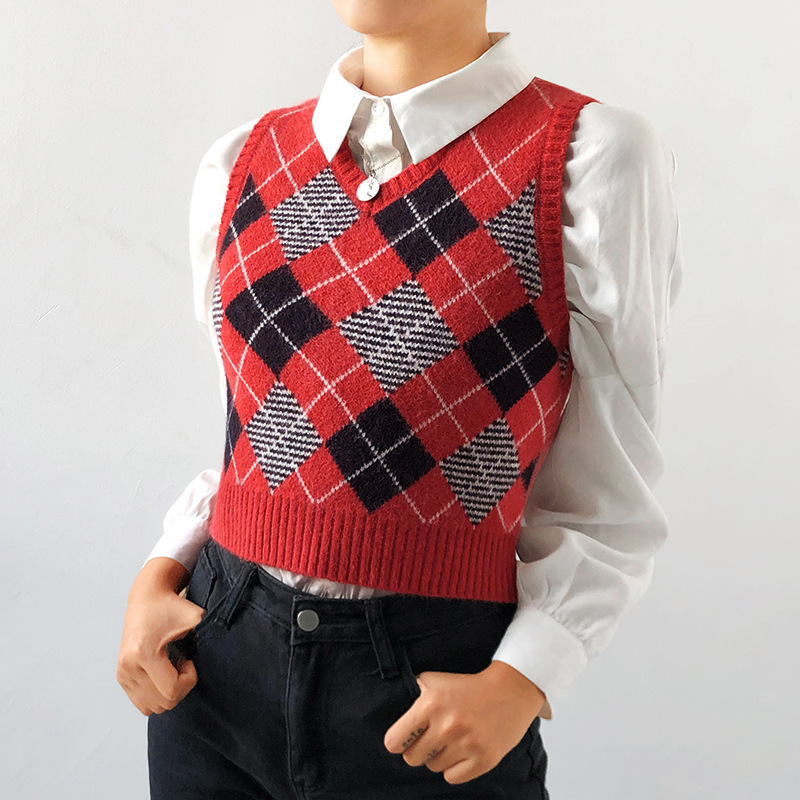 Áo croptop dệt kim chất vải cotton xẻ cổ chữ V xinh xắn cho phái nữ