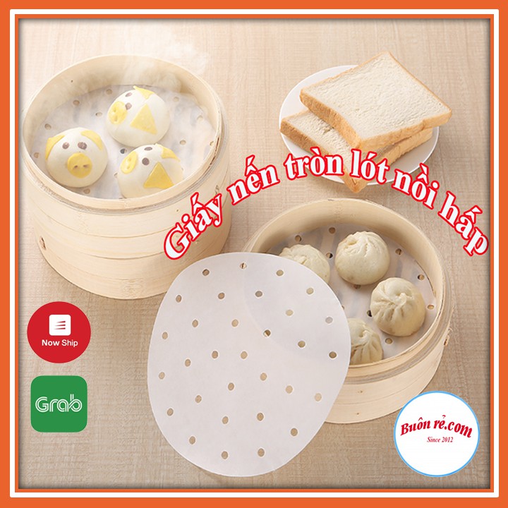Set 200 tờ Giấy nến tròn đường kính 23cm đục lỗ lót nồi hấp