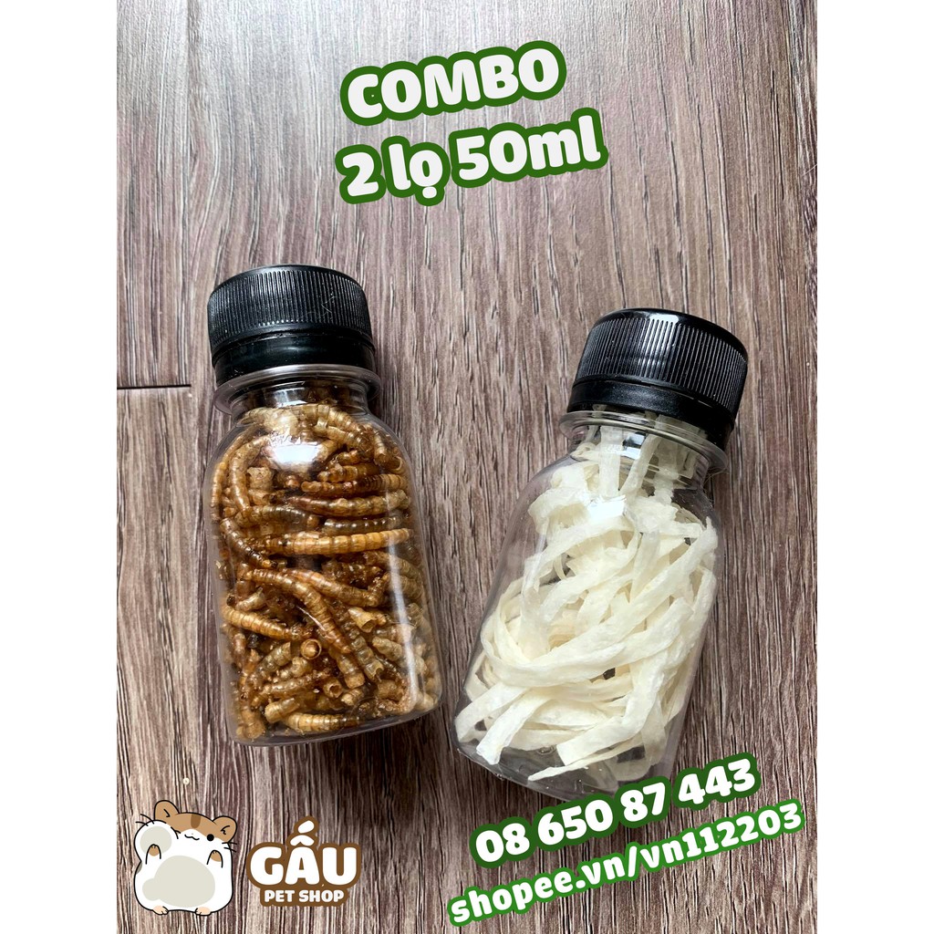 Combo 2 lọ 50ml ( Sâu Khô 20gr / Cá Sợi 15gr )
