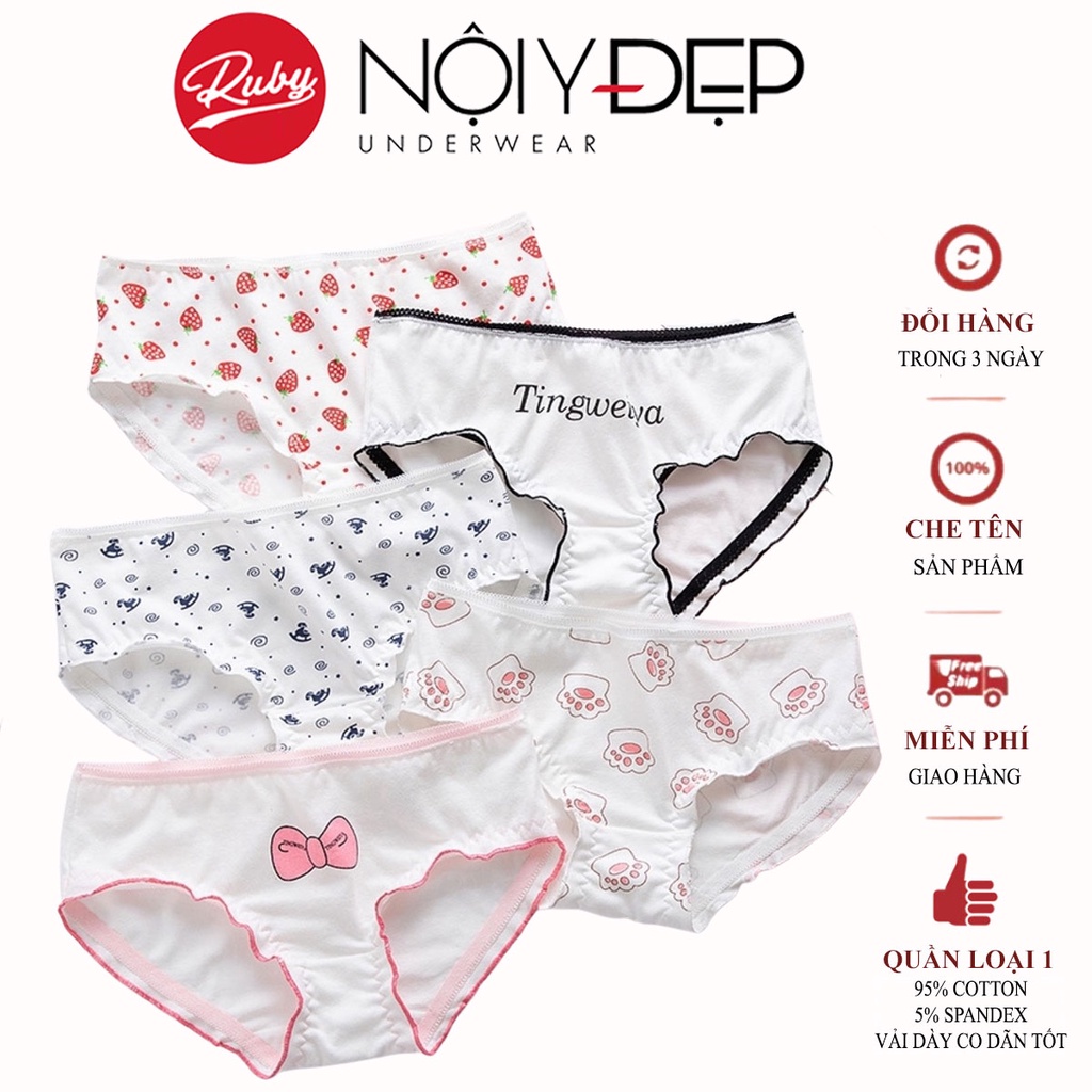 Quần lót nữ cotton cao cấp nâng mông in hoạ tiết đáng yêu dễ thương QL07