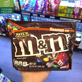 Chocolate M&M Milk Chocolate túi zip 303.3g [VITAMIN HOUSE]