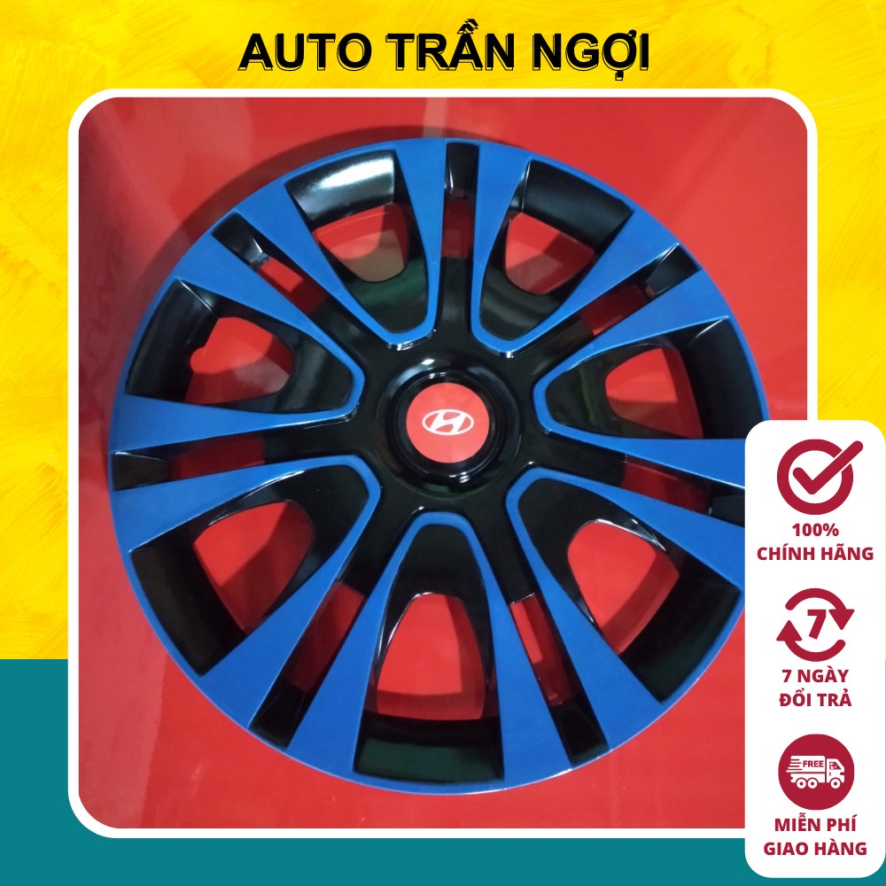Ốp Chụp Mâm (Lazang ) Xe Ô Tô Giả Vành Đúc R12-R15 (12-15inch) Logo Huyndai thể thao - Bộ 4 chiếc - AUTO TRẦN NGỢI