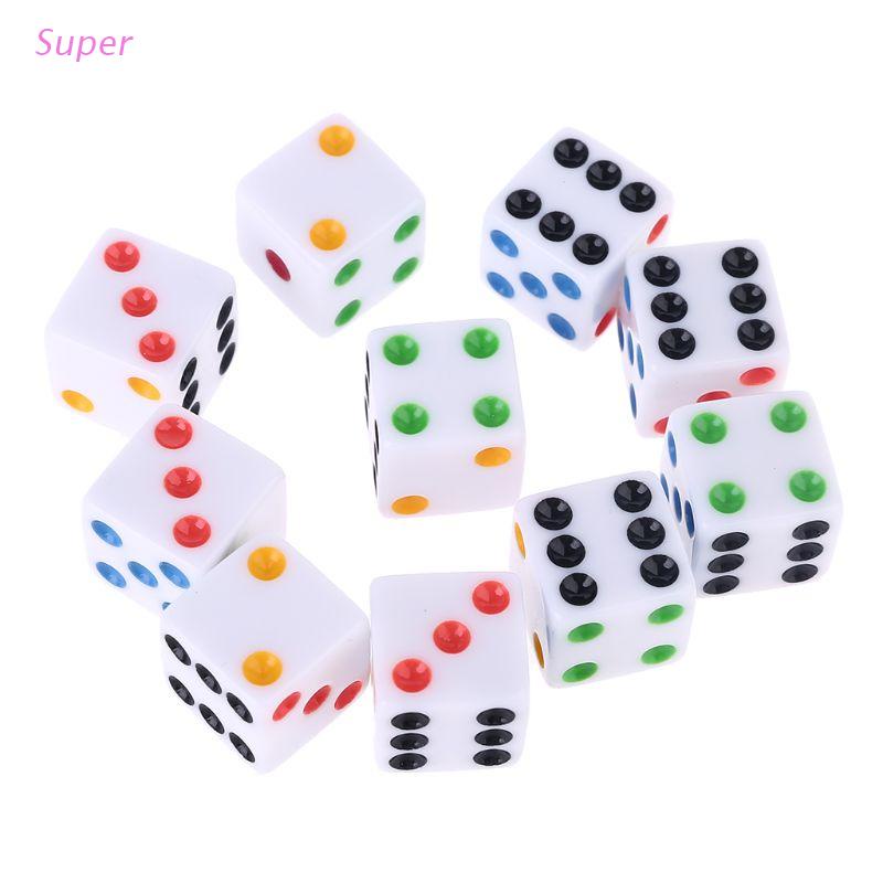 Set 10 viên xí ngầu vuông 15mm D6 mặt dùng để chơi trò chơi