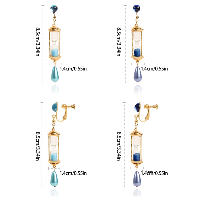 1 Cặp Khuyên Tai Đồng Hồ Cát Xanh Dương Hóa Trang Học Viện Vanitas No