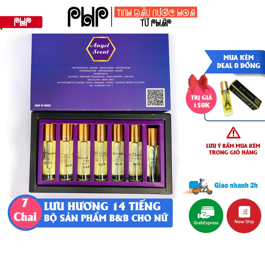 [Lưu hương 14 tiếng] Bộ 7 chai tinh dầu nước hoa Nữ B&amp;B, hàng cao cấp, dạng lăn 12ml