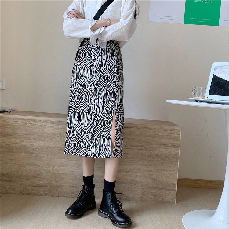 Chân Váy Xiaozhainv Midi Dáng Chữ A Hoạ Tiết Ngựa Vằn Phong Cách Hàn Quốc | BigBuy360 - bigbuy360.vn