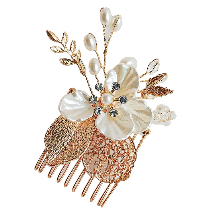 Lược Cài Tóc Hình Hoa Phong Cách Âu Mỹ Cho Cô Dâu