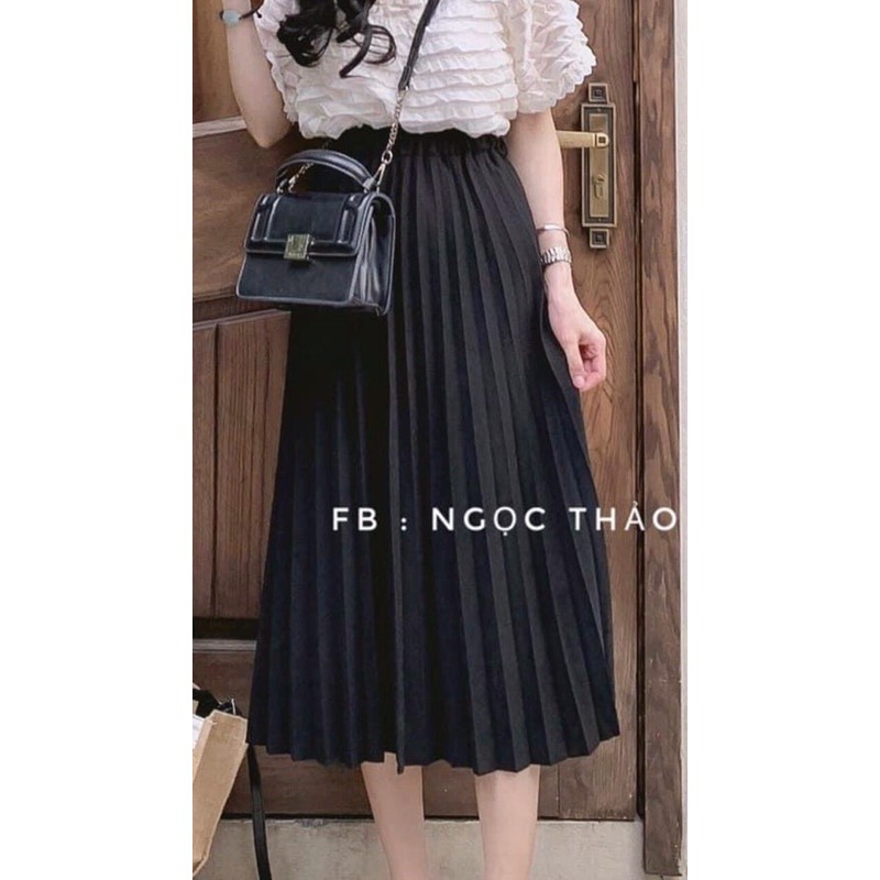 Chân váy midi ánh nhũ xếp li | BigBuy360 - bigbuy360.vn