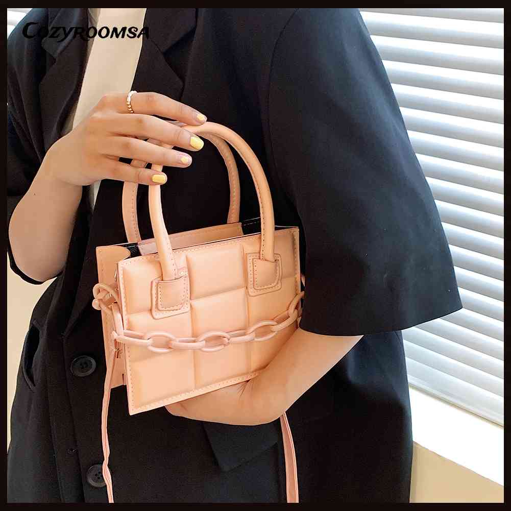 Túi Đeo Chéo Da PU Mini Họa Tiết Kẻ Sọc Thời Trang Cho Nữ