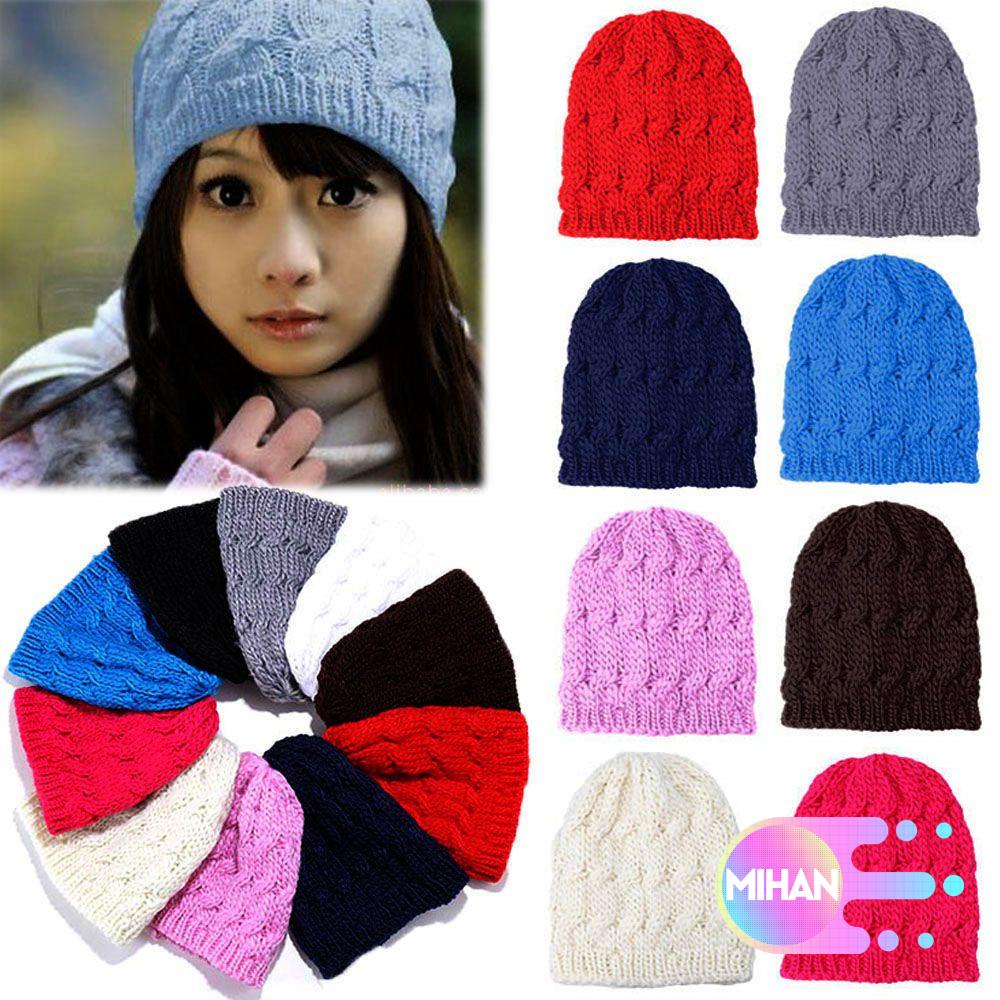 Mũ beanie dệt kim màu trơn 10 màu dễ thương thời trang thu đông chất lượng cao cho nam và nữ MIHAN1