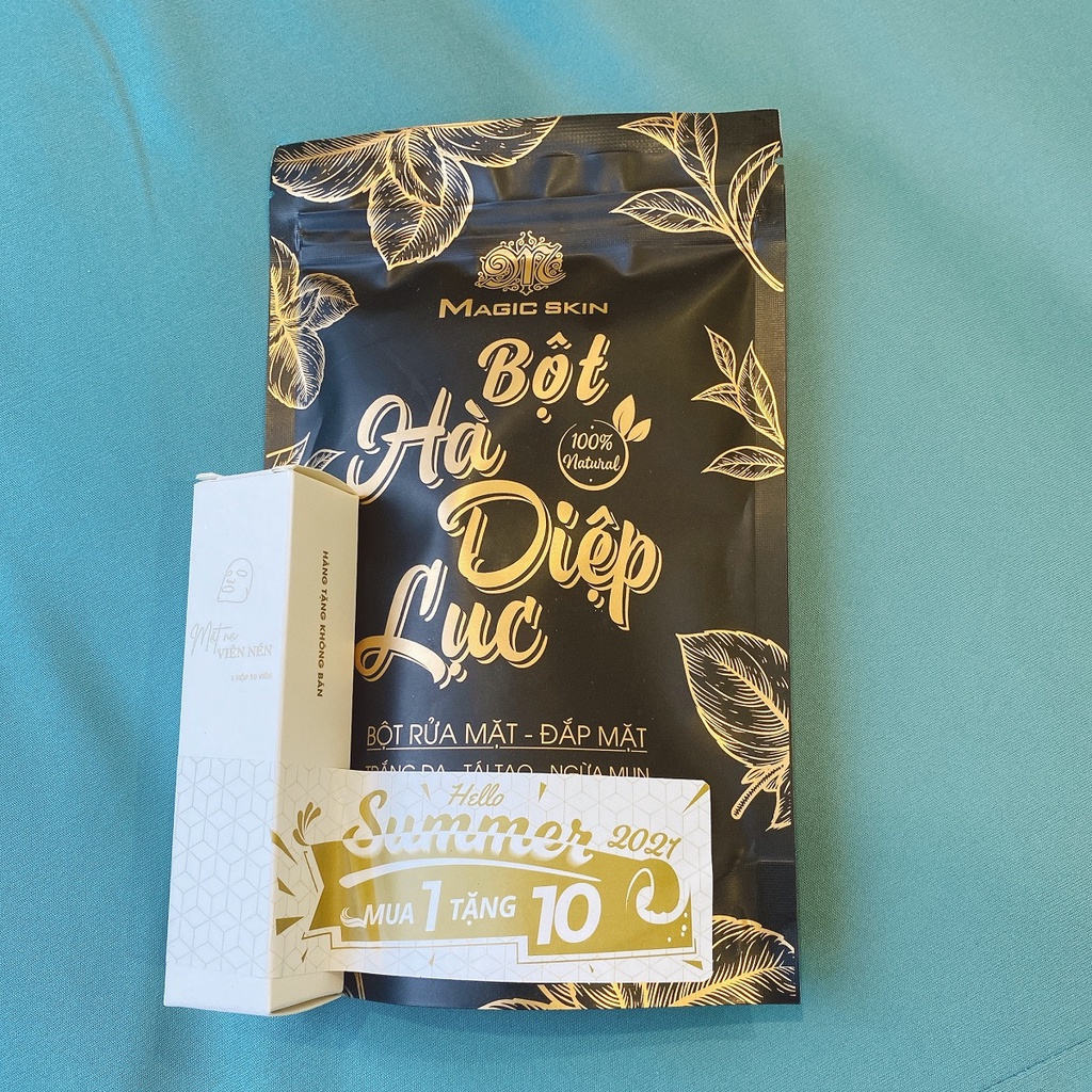 Bột Hà Diệp Lục MAGIC SKIN dùng đắp mặt, rửa mặt ngừa mụn sáng da
