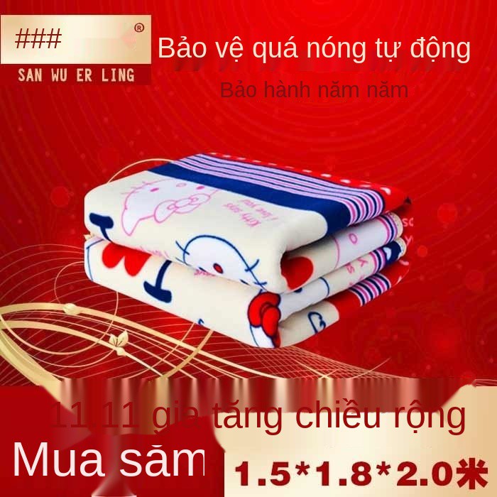 ☫✓Chăn điện cho hai người với điều khiển nhiệt độ gấp đôi và ba tăng lên 2 mét, 1,8 mét 1,5 đệm đơn an toàn không