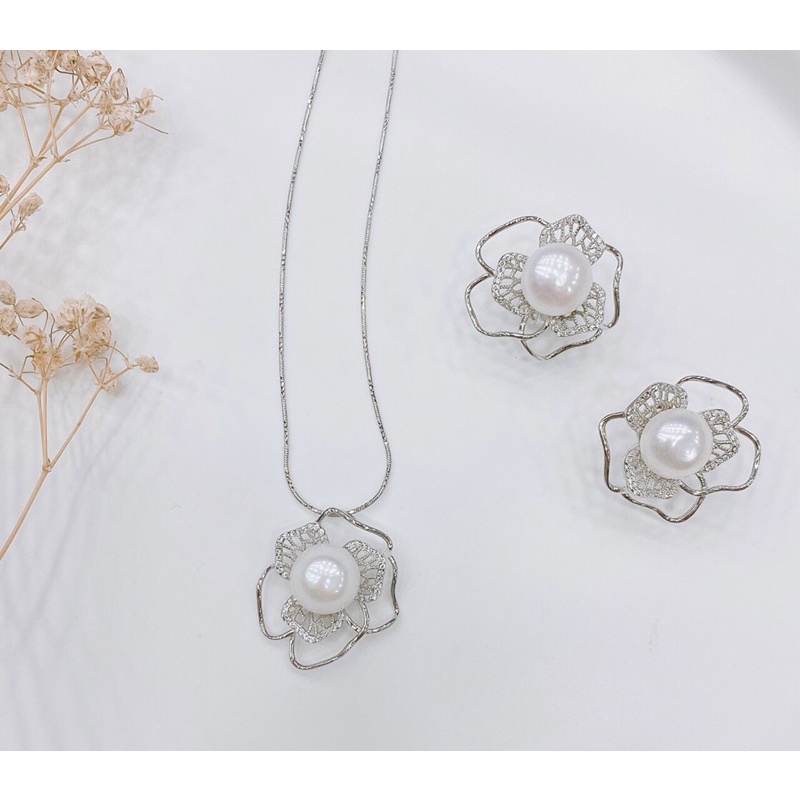 Bộ mặt dây chuyền và bông tai hoa ngọc đẹp sang trọng dự tiệc NGỌC MẬU