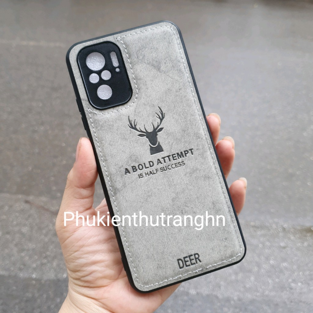 Ốp lưng Xiaomi Redmi Note 10/ Note 10S giả da hươu có gờ bảo vệ camera