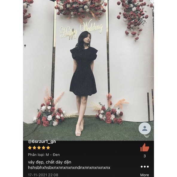 Đầm Cánh Tiên Dự Tiệc Váy Xoè Dạo Phố Vải 2 Lớp Màu Nâu Đen Nâu Rêu Cao Cấp EVA KROSS Thiết Kế