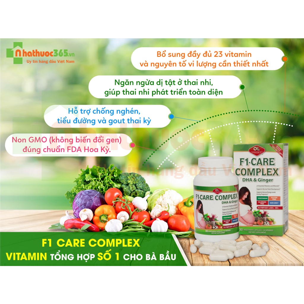 F1 Care Complex - Vitamin bầu tổng hợp chống nghén 30 viên (OLYMPIAN LABS USA)