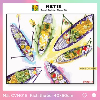 Tranh tô màu số hoá METIS Tranh phong cảnh nét xưa Việt Nam Chợ Nổi CVN015