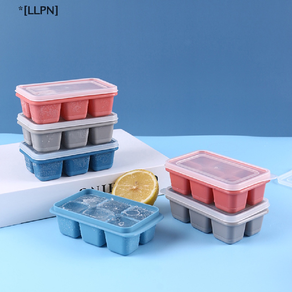 Khuôn Silicon Làm Đá Viên 6 Ngăn Đáy Mềm DIY