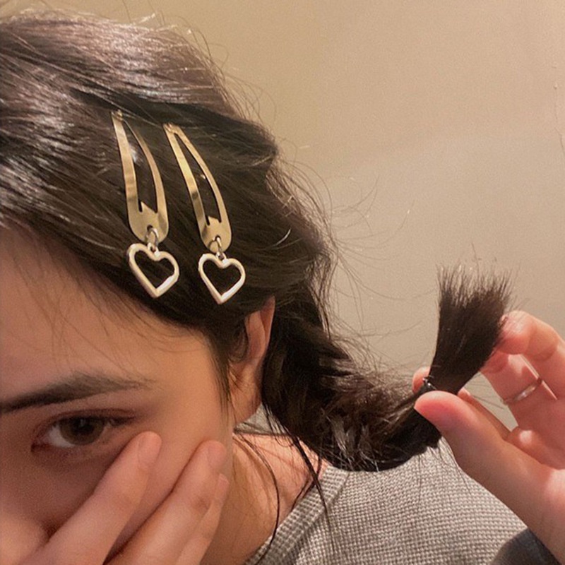 Kẹp tóc BB bề mặt kim loại phong cách punk đơn giản ngọt ngào dành cho bé gái