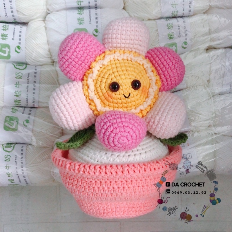 Bình Hoa Nhồi Bông Đáng Yêu Cho Bé - Thú Bông Len Handmade Đan Móc Thủ Công Bằng Tay