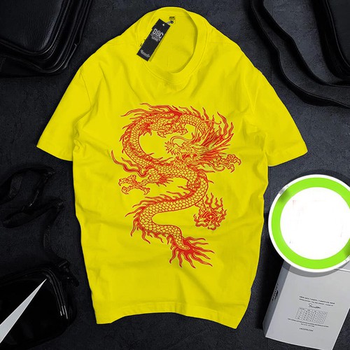 Áo thun Cotton Unisex - 12 Con Giáp - Tuổi Thìn - Rồng vàng bay lượn