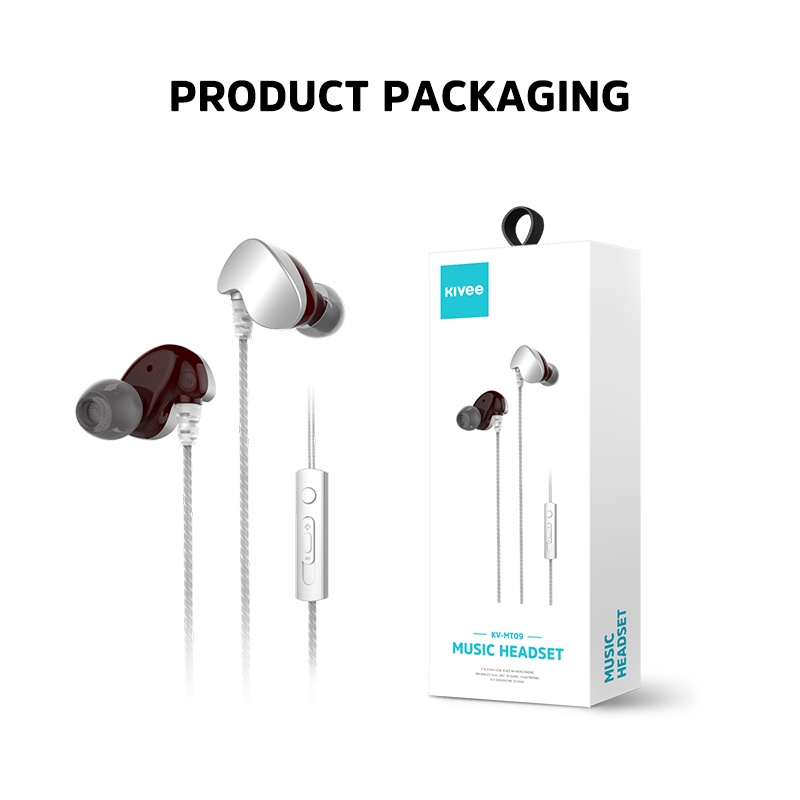Tai nghe có dây KIVEECắm 3.5mm loa siêu trầm âm thanh nổi vòm với chiều dài cáp micrô 1,2 mét