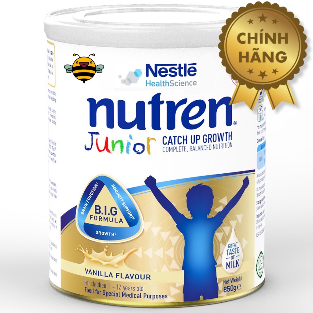 Nutren Junior (mẫu mới 850g). Hỗ trợ tăng cân hiệu quả. Sữa chính hãng Nestlé Thụy Sĩ.