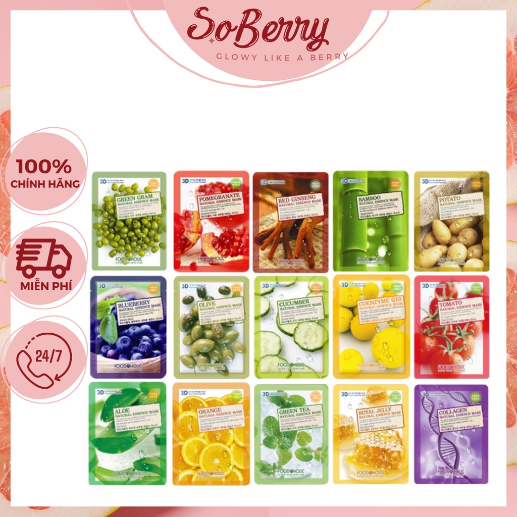 Mặt Nạ Dưỡng Da Trắng Sáng Cấp Ẩm 3D Foodaholic MN07