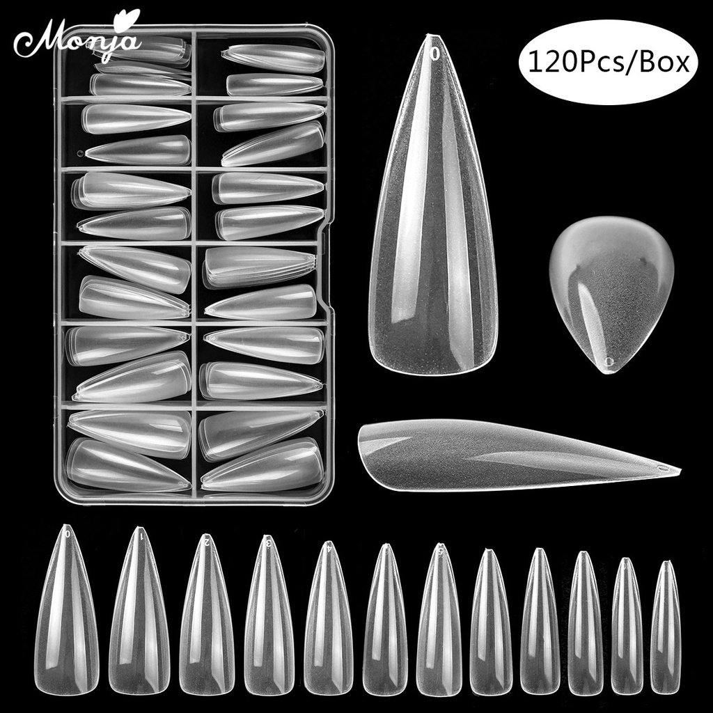 MONJA Bộ 100 Hoặc 120 Móng Tay Giả Trong Suốt Mờ Siêu Mỏng