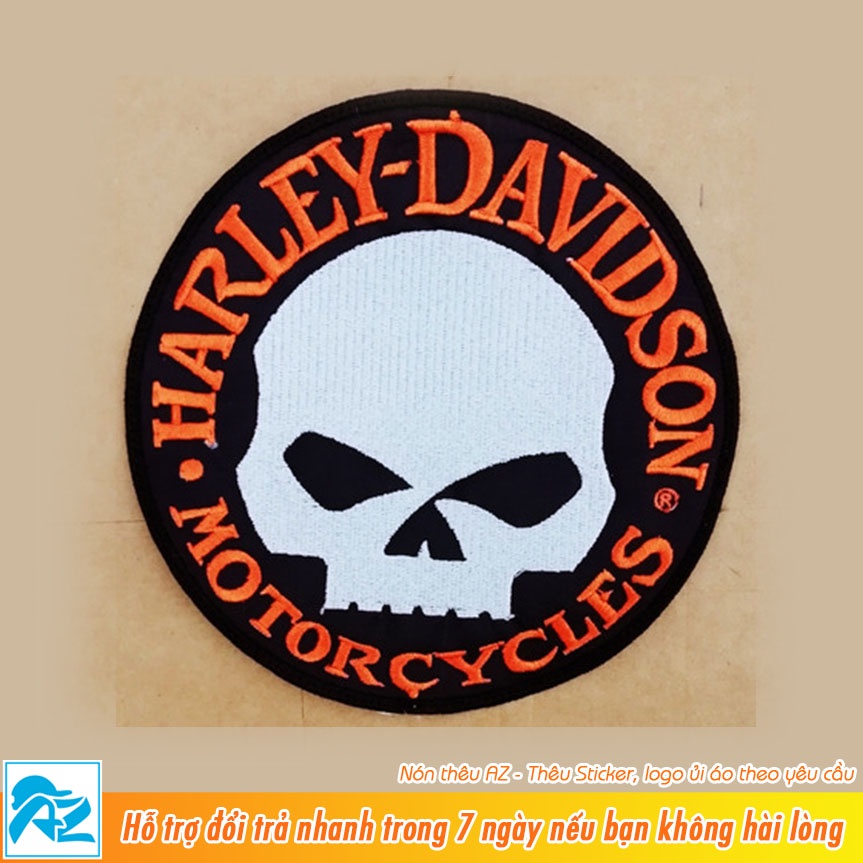 Patch vải thêu hình logo harley davidson (lớn) - Sticker ủi vá quần áo S180