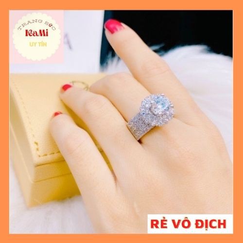 Nhẫn bạc nữ 💎𝑭𝑹𝑬𝑬𝑺𝑯𝑰𝑷 💎Nhẫn đá bạc xi bạch kim cao cấp viên chủ 6