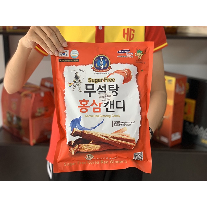 Kẹo sâm Hàn Quốc không đường Korea Red Ginseng 365 Candy Sugar Free Bịch 500g